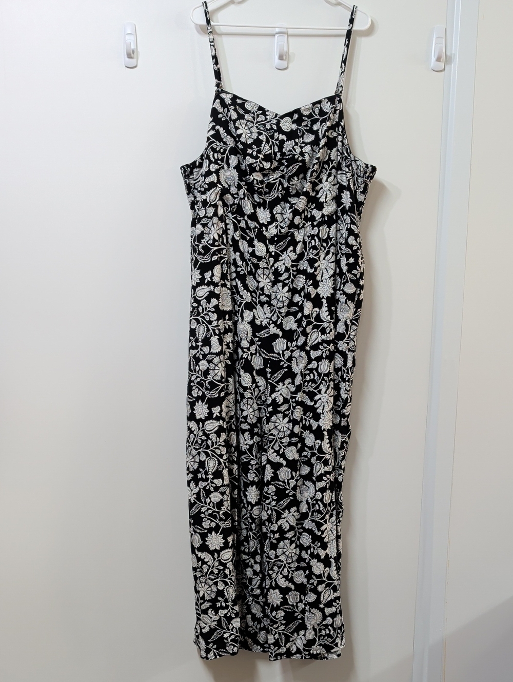 Knox Rose Black & White Floral Wide Leg Jumpsuit Size 3X NWOT